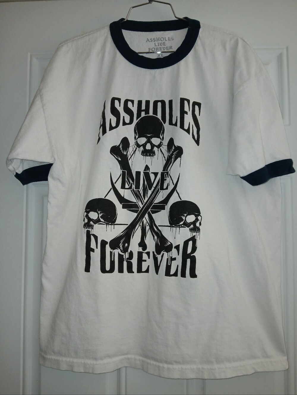 VINTAGE ASSHOLES*S LIVE FOREVER T-Shirt Skull Cross Bones XL